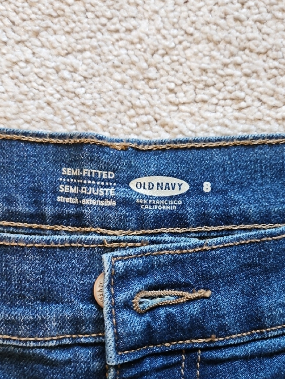 NWT Old Navy Dark Blue Denim Frayed Hem Jean Shorts - Picture 2 of 5